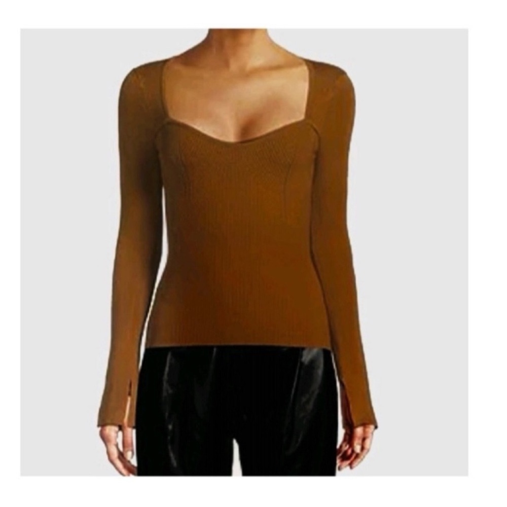 NWT Lea & Viola sweetheart cashmere square neck ribbed knit sweater blouse - Picture 4 of 15